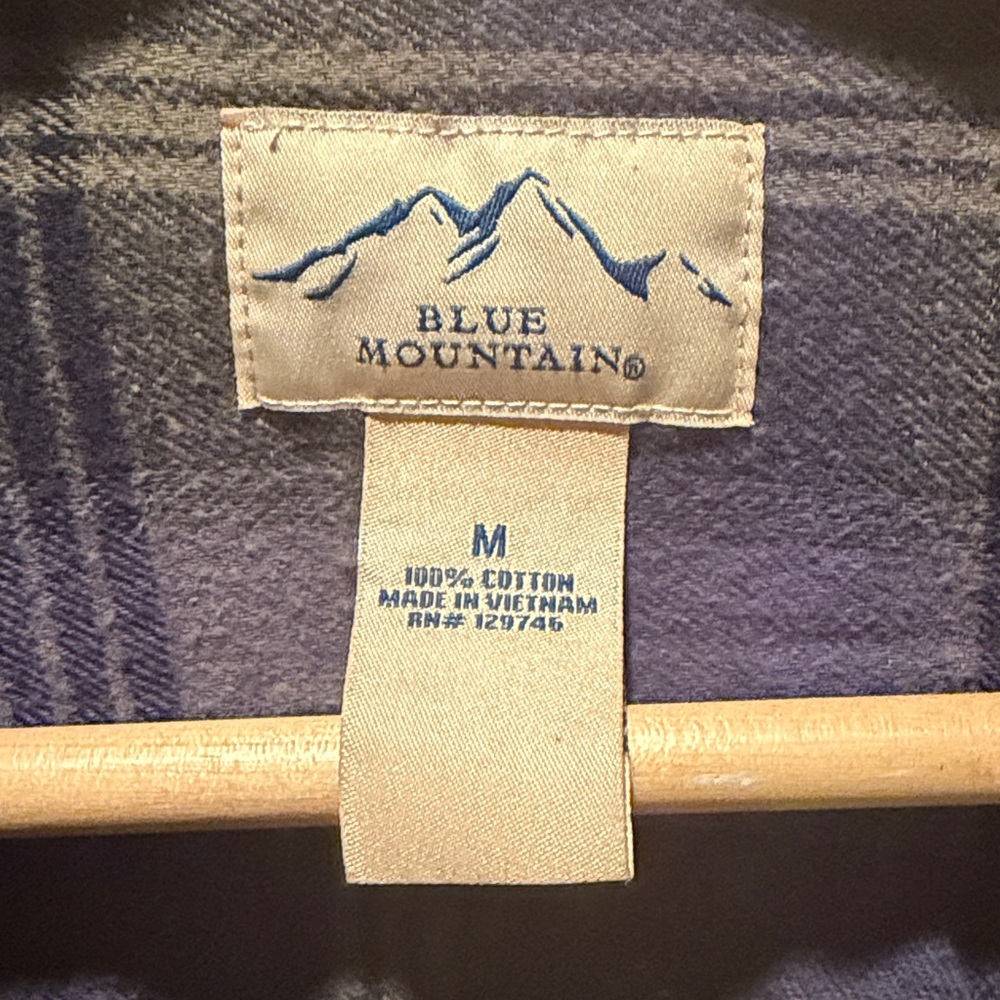 Blue Mountain Men's M Blue Green Plaid Flannel Shirt Long Sleeve Button Up - Picture 12 of 12